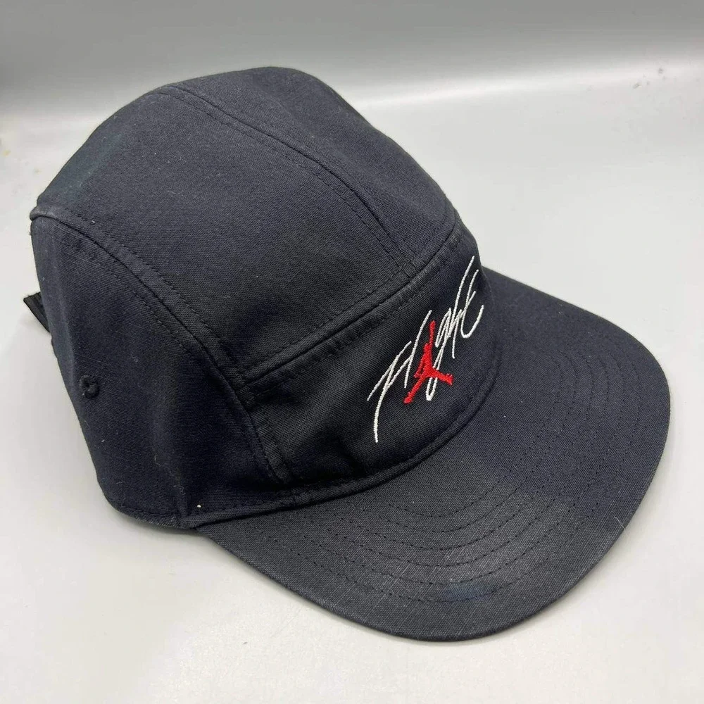 Air Jordan Flight 5 Panel Hat Men Black Jumpman‎ Strap Back Cap